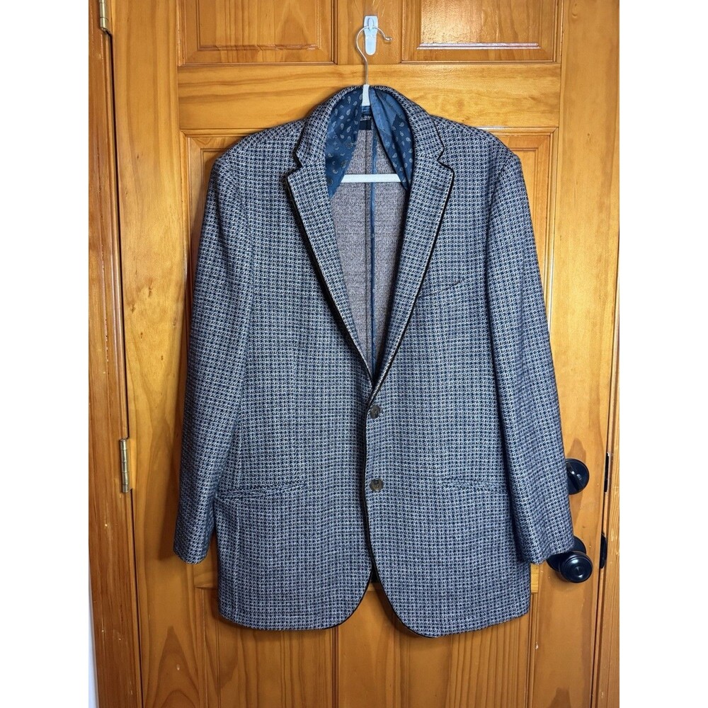 Etro New Jersey Men’s Houndstooth Blazer Alpaca Silk Wool Size IT 58 / US 48